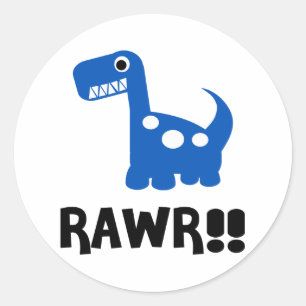 Rawr Dino Blue Ronde Sticker