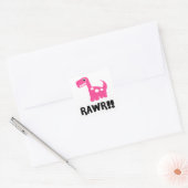 Rawr Dino Roze Vierkante Sticker (Envelop)