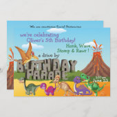 Rawr DinoDrive by Happy Birthday Parade Uitnodigin Kaart (Voorkant / Achterkant)