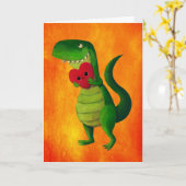 RAWR Dinosaur Liefde Kaart (Gele Bloem)