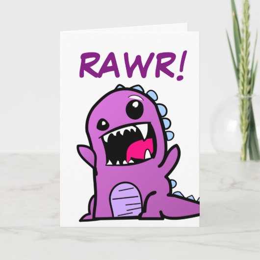 Rawr! Dinosaurus Happy Birthday Kaart (Voorkant)