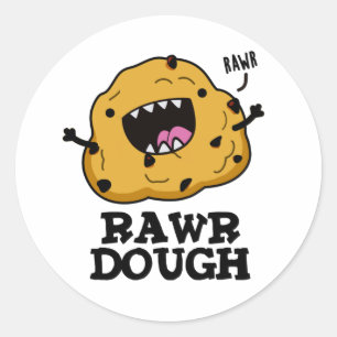 Rawr Dough Funny Food Pun Ronde Sticker