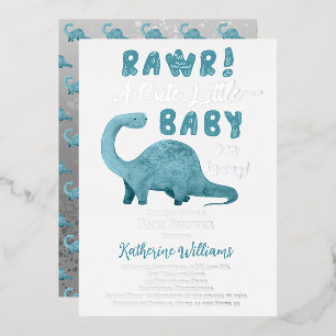 Rawr Een Mooie Kleine Baby Op Weg Dinosaurus Douch Folie Uitnodiging