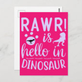 Rawr ! Est Bonjour dans Dinosaur Carte Postale (Devant / Derrière)