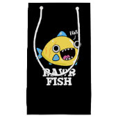 Rawr Fish Funny Animal Pun Dark BG Klein Cadeauzakje (Voorkant)