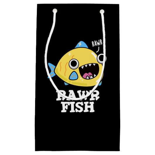Rawr Fish Funny Animal Pun Dark BG Klein Cadeauzakje (Voorkant)