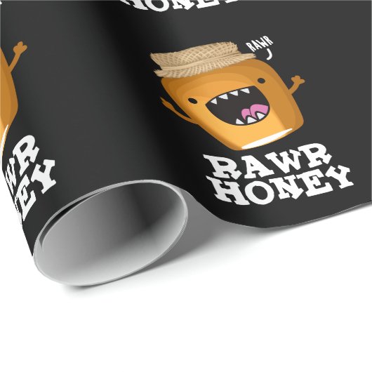 Rawr Honey Funny Raw Honey Pun Dark BG Cadeaupapier (Rol Hoek)