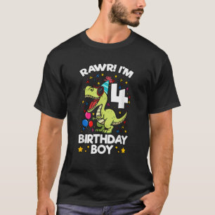 Rawr I m 4 Birthday Boy Dinosaur T rex Themd 4e T-shirt
