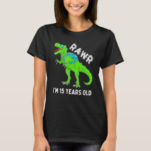 Rawr Ik ben 15 jaar oud Cool Hip Dinosaurus 15e Ge T-shirt
