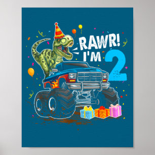 Rawr Ik ben 2 2de Verjaardag T Rex Dinosaur Grappi Poster