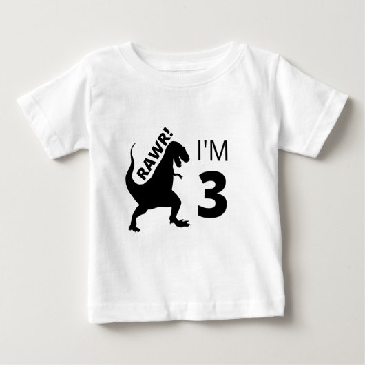Rawr! Ik ben 3 t-shirt dinosaurus (Voorkant)