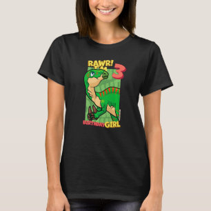Rawr ik ben 3 zondagse meisjes 3e verjaardag Dino T-shirt