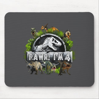 Rawr Ik ben 4 4de Verjaardag T Rex Dinosaur Grappi Muismat