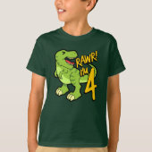 Rawr ik ben 4 Cute 4th Birthday Dinosaur Gift T-shirt (Voorkant)
