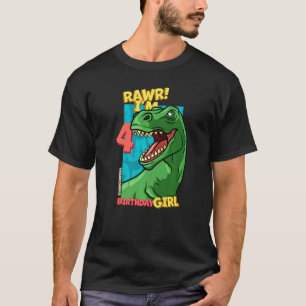 Rawr ik ben 4-jarige meisjes op de vierde verjaard t-shirt