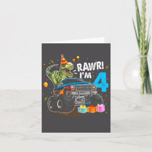 Rawr ik ben 4 Verjaardag T Rex Dinosaur Grappig Fe Kaart