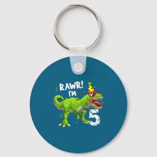 Rawr Ik ben 5 5e verjaardag T Rex dinosaurus grapp Sleutelhanger