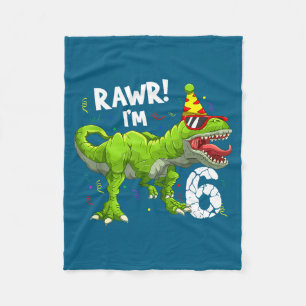 Rawr Ik ben 6 6de Verjaardag T Rex Dinosaur Grappi Fleece Deken