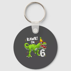 Rawr Ik ben 6 6de verjaardag T Rex Dinosaur Grappi Sleutelhanger