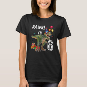 Rawr ik ben 6 6e verjaardag Rex Dinosaur Partij vo T-shirt