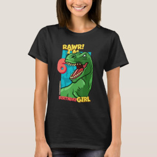 Rawr Ik ben 6-jarige meisjes 6e verjaardag Dino Ty T-shirt