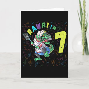 Rawr ik ben 7 Dinosaur T-rex 7 Jaar Oude Jongen Ve Kaart