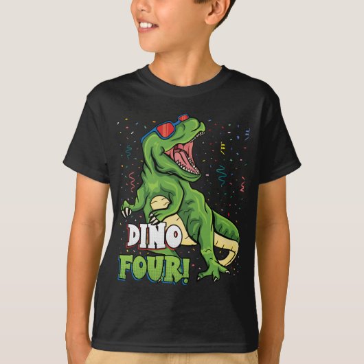 Rawr ik ben een Dinofour 4th Birthday Dinosaur Boy T-shirt (Voorkant)
