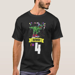 Rawr ik ben vier jaar oud, vier vierde verjaardag t-shirt