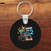Rawr I'm 2 2nd Birthday T Rex Dinosaur Funny Party Sleutelhanger (Voorkant)