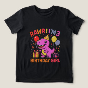 Rawr I'm 3 Dinosaur Birthday Girl T-shirt