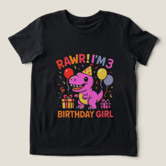 Rawr I'm 3 Dinosaur Birthday Girl T-shirt
