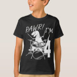 Rawr I'm 4 4th Birthday Dinosaur Boy T-Shirt<br><div class="desc">Rawr I'm 4 4th Birthday Dinosaures T rex Jouer à la batterie Graphic design Cadeau Tee Boy T-shirt Classic Collection.</div>