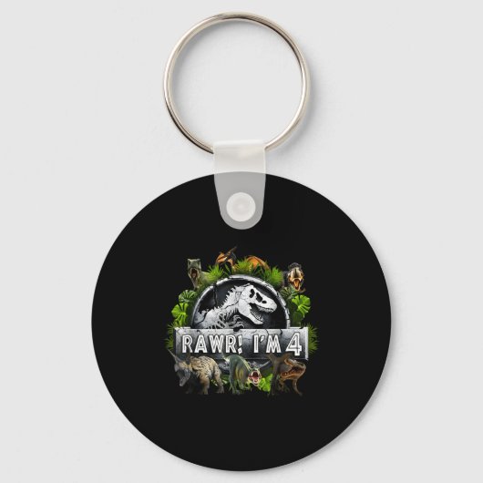 Rawr I'm 4 4th Birthday T Rex Dinosaur Funny Party Sleutelhanger (Voorkant)
