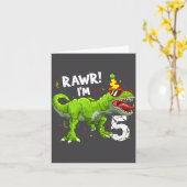 Rawr I'm 5 5th Birthday T Rex Dinosaur Funny Party Kaart (Gele Bloem)
