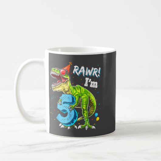 Rawr I'm 5 5th Birthday T Rex Dinosaur Funny Party Koffiemok (Links)
