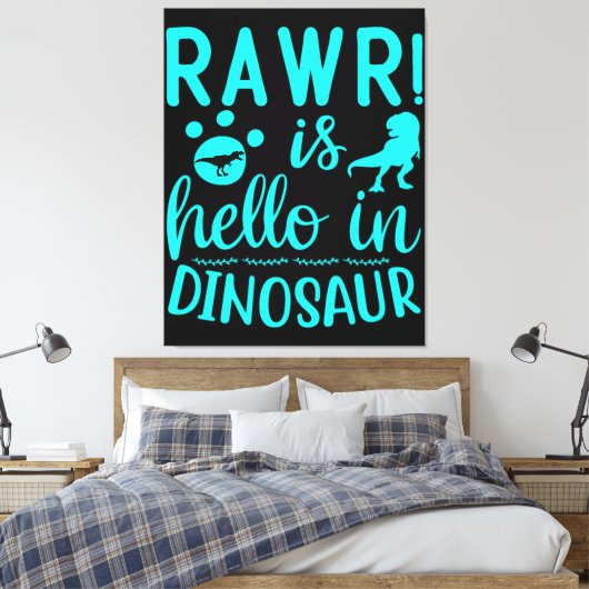 Rawr! Is Hallo in Dinosaur Canvas Afdruk (Insitu (Slaapkamer))
