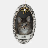 Rawr! Kat eerste kerstmis zwarte stapes Keramisch Ornament (Rechts)