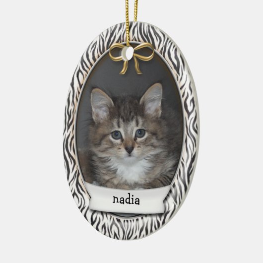 Rawr! Kat eerste kerstmis zwarte stapes Keramisch Ornament (Links)