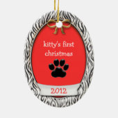 Rawr! Kat eerste kerstmis zwarte stapes Keramisch Ornament (Achterkant)