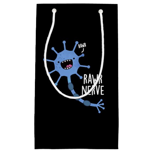 Rawr Nerve Funny Neuron Nerve Pun Dark BG Klein Cadeauzakje (Voorkant)