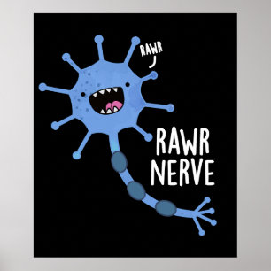 Rawr Nerve Funny Neuron Nerve Pun Dark BG Poster
