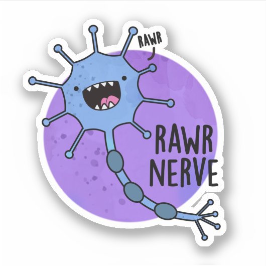 Rawr Nerve Funny Neuron Nerve Pun Sticker (Voorkant)