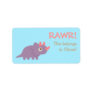 Rawr, Schattigee Paarse Triceratops dinosaurus voo Etiket