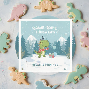 RAWR-Some Dino Winter Verjaardagsfeest Servet