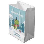 RAWR-Some Dinosaur Winter Birthday Medium Cadeauzakje (Voorkant Gekanteld)