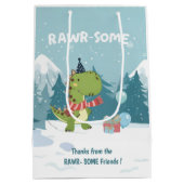 RAWR-Some Dinosaur Winter Birthday Medium Cadeauzakje (Achterkant)