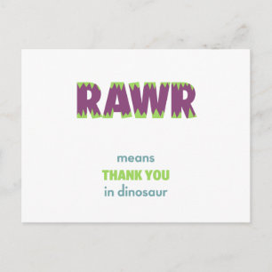 RAWR staat voor Thank You in Dinosaur Briefkaart