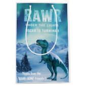 RAWR Under the Lights Dinosaur Winter Verjaardag Medium Cadeauzakje (Voorkant)
