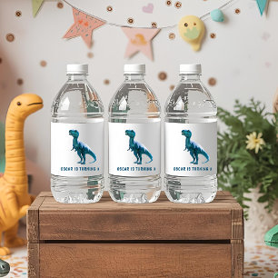 RAWR Under the Lights Dinosaur Winter Verjaardag Waterfles Etiket