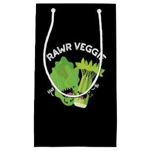 Rawr Veggie Funny Food Pun Dark BG Klein Cadeauzakje
